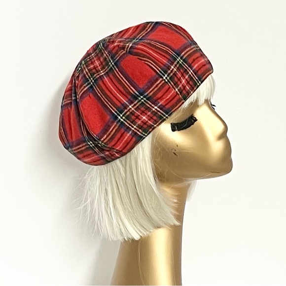 Tartan Plaid Beret Hat - Picture 3 of 3